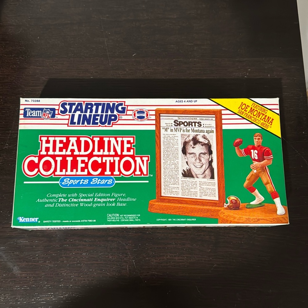 JOE MONTANA HEADLINE COLLECTION STARTING LINEUP FIGURE. New. Great condition.